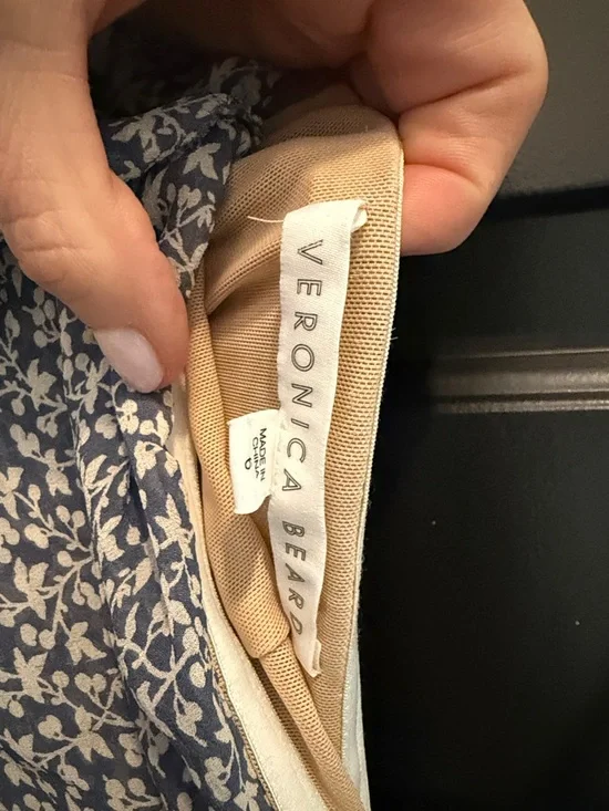 Veronica Beard Blue and White Strapless Ruched Floral Midi Dress - Picture 2 of 12